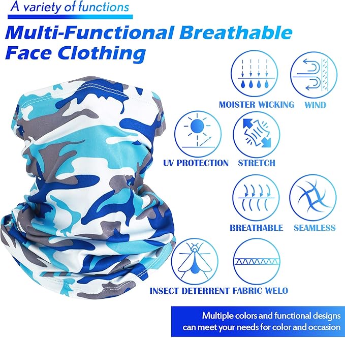 Geyoga Neck Gaiter Bandana Face Mask Summer UV Protection Cooling Breathable Face Mask Neck Scarf Balaclava for Men Women
