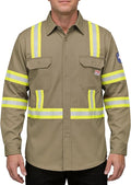 Ubon FR Shirts for Men High Visibility Welding Shirt 100% Cotton Button Down Long Sleeve Safety Workwear 6.5 oz