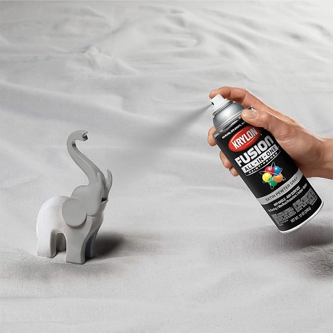 Krylon Fusion All-In-One Adhesive Spray Paint for Indoor/Outdoor Use, 12 oz, Pewter Gray