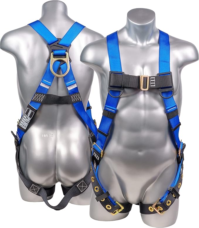 Palmer Safety Full Body Construction Harness with 5 Point Adjustment, 1D-Ring, Tongue Buckle