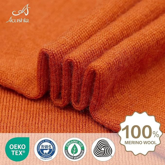 ACUSHLA 100% Merino Wool Neck Gaiter for Men & Women Ski Face Mask Winter Scarf Neck Warmer All Weather, Midweight Maple Leaf
