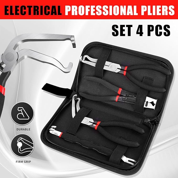 4 Pieces Electrical Disconnect Pliers for Cars, Electrical Connector Separator Tool and Automotive Electrical Connector Disconnect Pliers,Fuel Line Petrol Clip (Black 4 PCS)