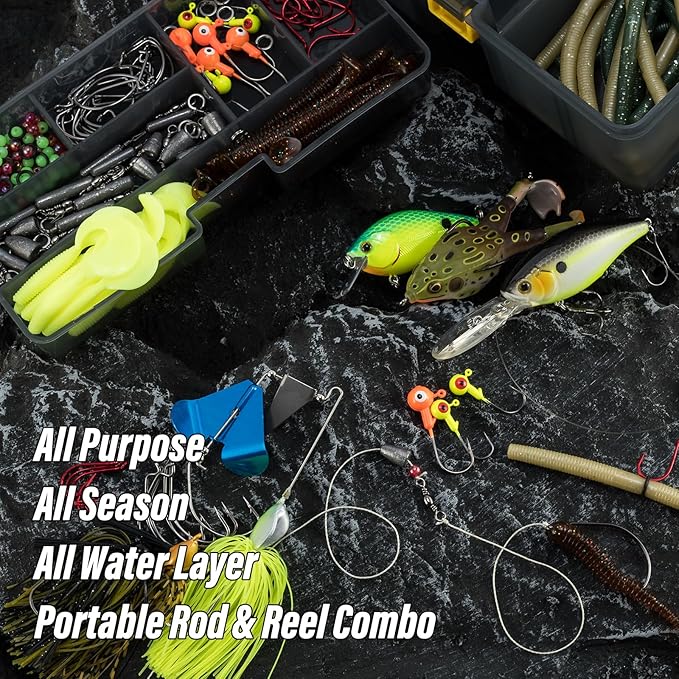 Dr.Fish Rod and Reel Combo 6-9.8ft Spinning Pole 3000 Spinning Reel Bass Fishing Lure Kit Telescopic Travel Collapsible Fishing Gear Equipment Set Adult