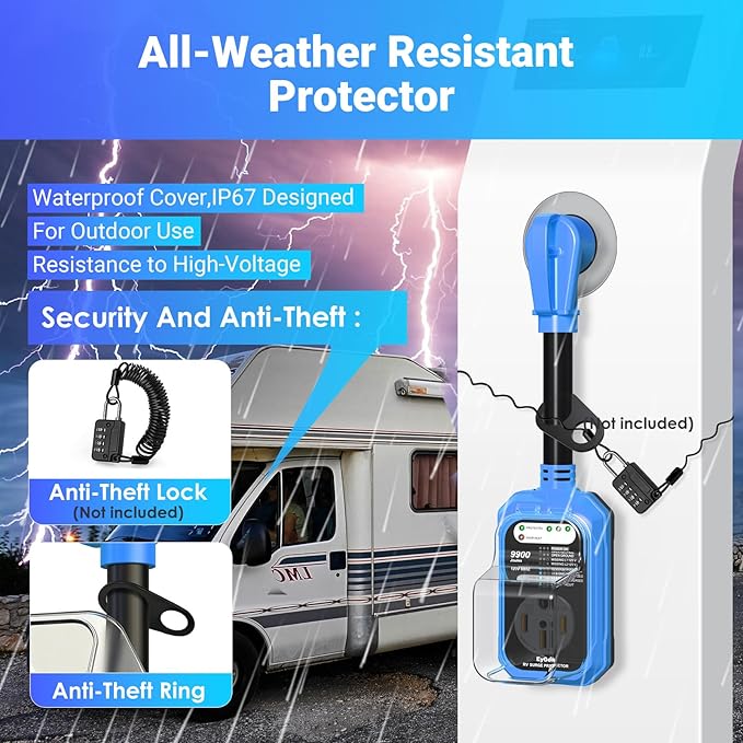 EyGde RV Surge Protector 50 Amp Waterproof, RV Circuit Analyzer with Full Electrical Protection, Power Plug Adapter Protectors for 50amp Camper Travel Trailer Accessories