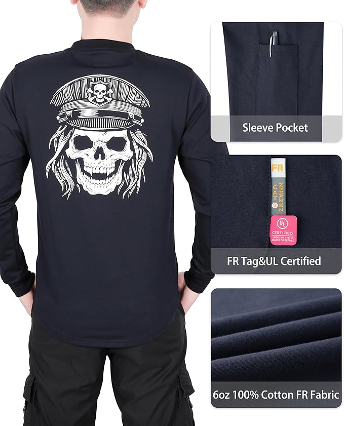 KONRECO FR Shirts for Men Crewneck 6oz Jersey Lightweight Flame Resistant Work T Shirt NFPA2112 CAT2