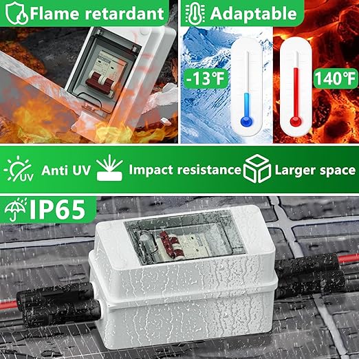 Solar DC Disconnect Switch 40 Amp 500V DC Miniature Circuit Breaker with IP65 Waterproof Box for Outdoor PV Stystem, Rv and Solar Panel