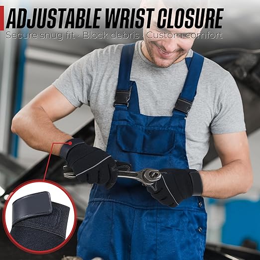HANDLANDY Work Gloves Mens & Women, Utility Safety Mechanic Working Gloves Touch Screen, Flexible Breathable Yard Work Gloves (2X-Large, Black)