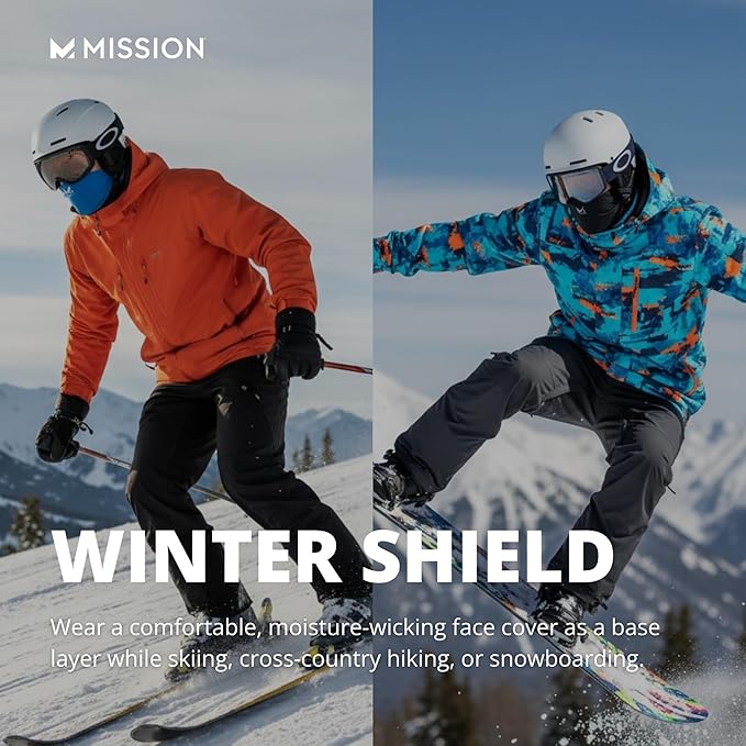 MISSION Multi-Use Neck Gaiter Face Mask for Ski & Outdoors, UPF 50, Breathable Lightweight Fabric