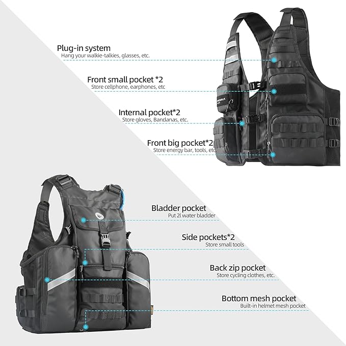 Rhinowalk Fishing Photography Vest with Multi Pockets Outdoor Jackets for Hunting, Hiking, Climbing, Traveling