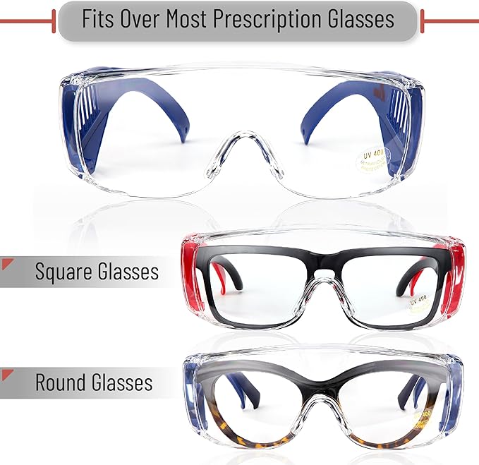UNCO- Safety Goggles Over Glasses, Protective Goggles, Anti Fog, Work, Safety Glasses Over