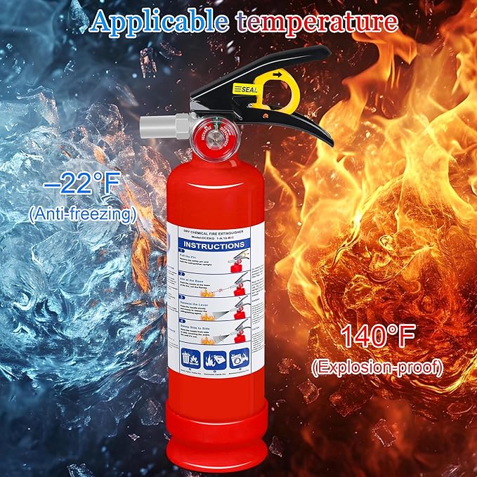 6-Pack Fire Extinguisher for Home, 2.5 lb 1-A:10-B:C Rated Dry Chemical Fire Safety Gear with Quick-Release Handle, Certified for Kitchen, Car, Vehicle, Boat, RV, Grill