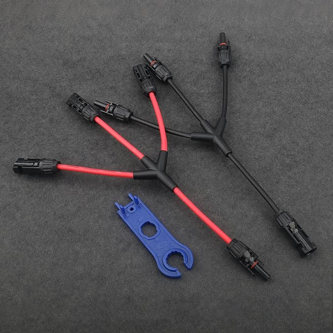 Solar Panel Connectors 3 to 1 Y Branch PV Connector Kit 1 Pair Solar Parallel Adapter 30A IP67 Waterproof Solar Panel Splitter Cable for RVs Roof (M/FFF, F/MMM)