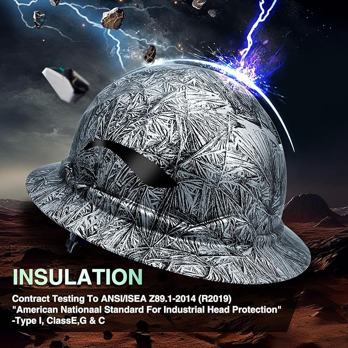 Full Brim Hard Hats ANSI/ISEA Z89.1 Type I Class E Certified 6-Point Suspension Lightweight Adjustable Safety Helmet for Construction Industrial