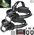 Rechargeable LED Headlamp 2-Pack - 3500 Lumens Super Bright with Motion Sensor & 90° Rotation - Waterproof Headlight for Camping, Hiking, Running - 3 Light Modes
