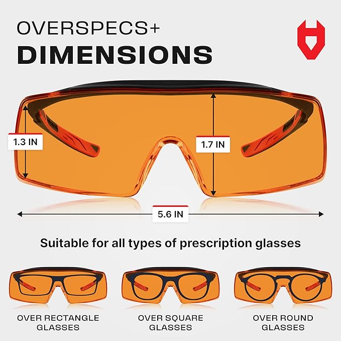NoCry Blue Light Blocking Safety Glasses Over Eyeglasses with 100% UV Protection — UV Light Protection with Anti-Fog & Anti-Scratch Lenses; ANSI Z87.1 Certified — Adjustable Temples with Anti-Slip Tip