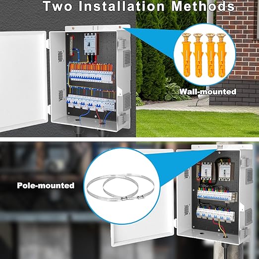 Outdoor Electrical Junction Box, Ventilation and Heat Dissipation ABS Plastic Project Enclosure with Internal Mounting Panel 18.1"x 12.6"x 6.3"
