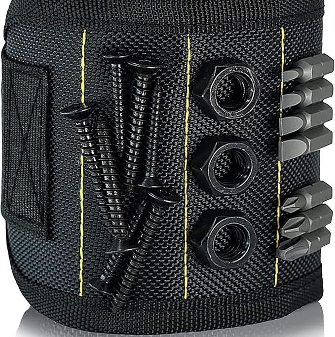 Magnetic Wristband for Tool Father Colleague with Magnets Adjustable Size Suitable for Fixing with Screw Nails Wrenches