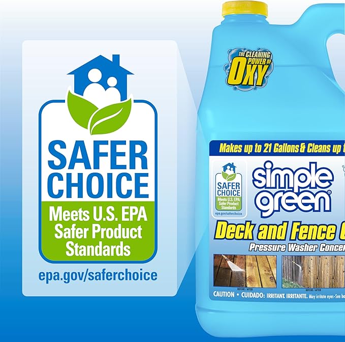 Simple Green Oxy Solve Deck and Fence Pressure Washer Cleaner, Colorless to Pale Straw, Unscented, 128 Fl Oz (Packaging May Vary)