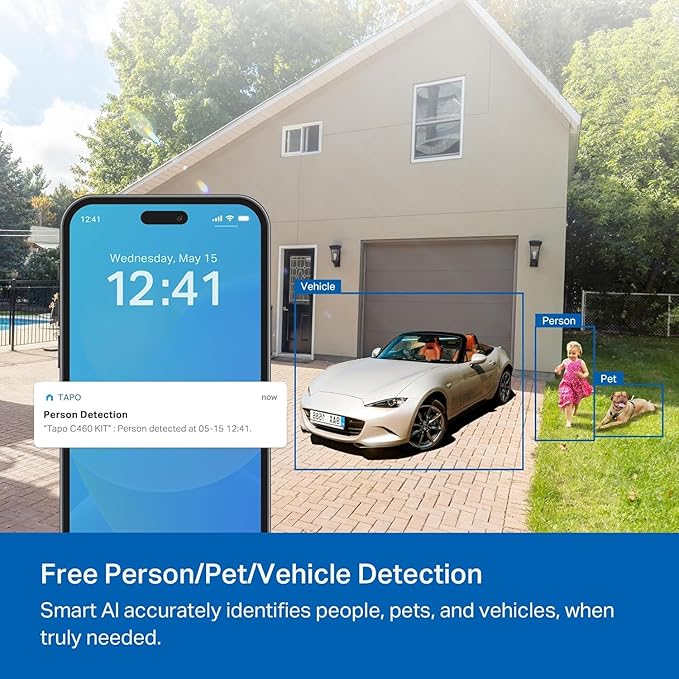 Tapo MagCam 4K Outdoor Wireless Security Camera – Battery Power with Solar, Magnetic Mount, Person/Vehicle Detection, Subscription-Free SD or Optional Cloud, Compatible with Alexa, C460 KIT (3-Pack)