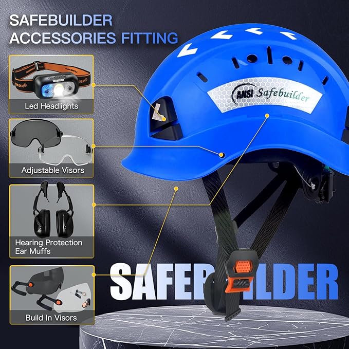 Construction Safety Helmet ABS Hard Hat Adjustable Ventilation System Hardhats Industrial Work Head Protection for Men Certified ANSI/ISEA Z89.1