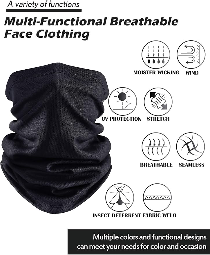 Geyoga Neck Gaiter Bandana Face Mask Summer UV Protection Cooling Breathable Face Mask Neck Scarf Balaclava for Men Women