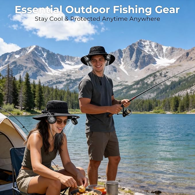 AMACOOL Bucket Hat Fan Pro, Gifts for Father Dad Husband, Fishing Essentials for Men Women, Camping Hiking Beach Gardening