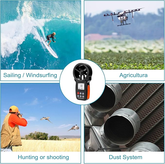 Pocket Anemometer Handheld Wind Speed Meter for Wind &Airflow &Wind Chil, Air Flow Meter for Drone Flying Golf Shooting,14℉-113℉ Wind Tempe