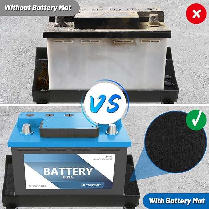 4 Pcs Battery Protector Mat, 8 X 12 Inches Battery Acid Absorber Mat, Anti Shock and Corrosion Mat for Battery, Anti Vibration Pads for Rvs, Cars, Boats and Trucks (4)