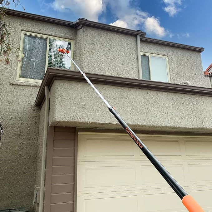 5-30 ft Long Telescopic Extension Pole // Multi-Purpose Extendable Pole with Universal Twist-on Metal Tip // Lightweight and Sturdy // Best Telescoping Pole for Painting, Dusting and Window Cleaning