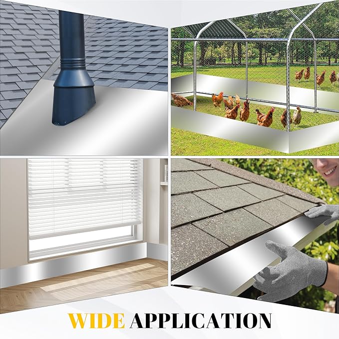 12'' x 50' Aluminum Flashing Roll, 0.3mm Thickness Metal Roof Flashing Roofing Panels for Sealing Windows Doors Siding Roofing Stains Moss and Mildew Prevention
