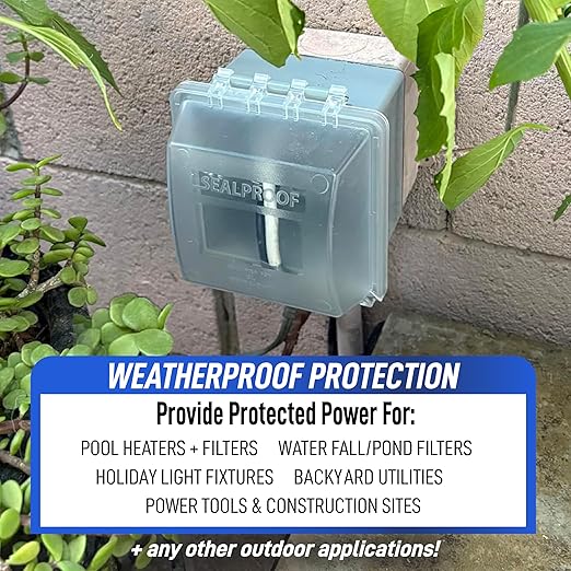 Sealproof 2-Gang Extra Deep Weatherproof in Use Outdoor Outlet Cover with Box Kit, Lockable, UL Extra Duty Compliant, 45 Configurations