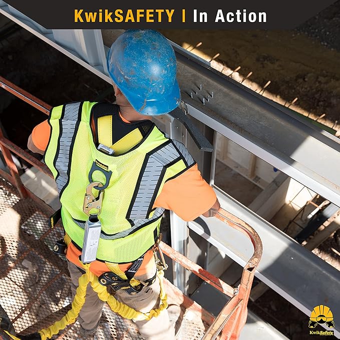KwikSafety - Charlotte, NC - Python [KIT] Safety Lanyard + Safety Harness & Anchor/OSHA ANSI Fall Protection External Shock Absorber Construction Arborist Roofing Snap Rebar Hook Connector