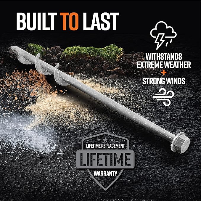 GROUNDGRABBA Screw in Tent Stake for Sand and Loose Ground | Premium Drill Driven Ground Anchor Earth Screws | Sand Screw Anchor | 2X GroundGrabba Pro 1 Stakes