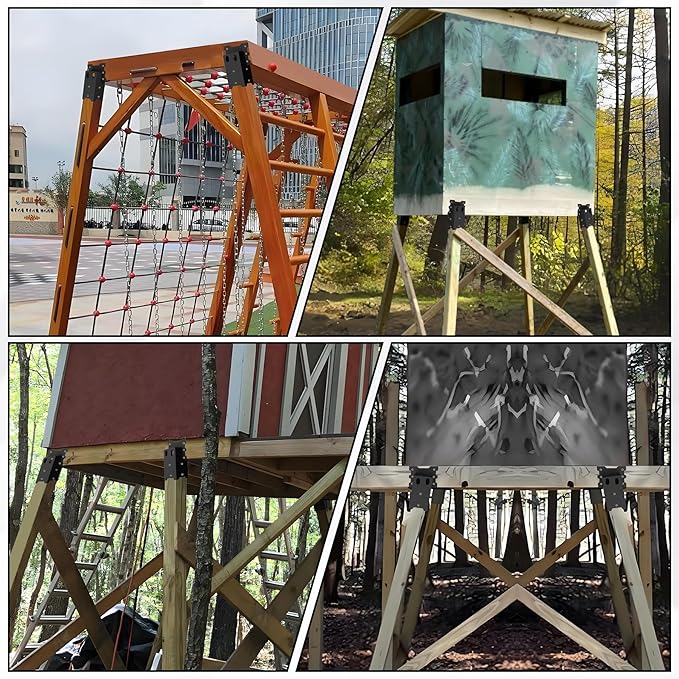 Deer Blind Brackets, Outdoor 4 x 4 Platform Bracket, 12 / 14 Gauge Steel Elevator Brackets for Deer Stand, Hunting Blinds, Shooting Shack