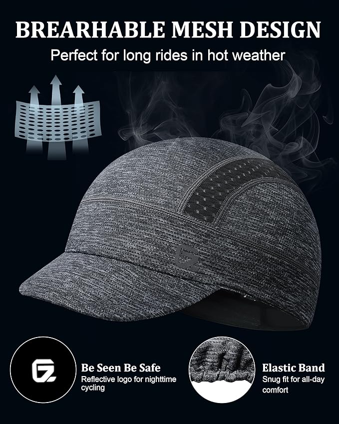 GADIEMKENSD Cooling Cycling Cap, Skull Cap Helmet Liner with Flip Brim, Sun Protection Running Under Helmet for Men Women