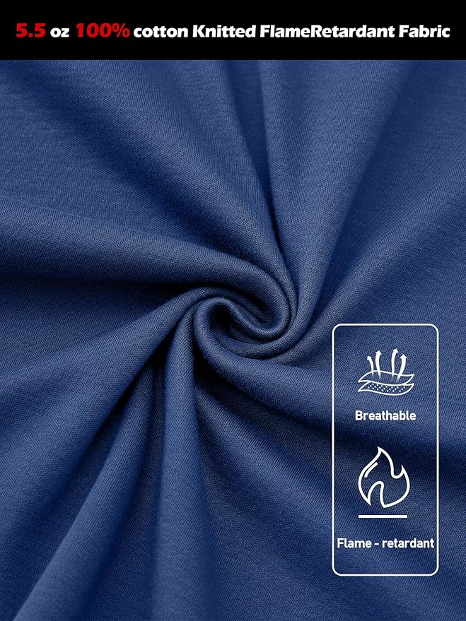 FR Shirts for Men 100% Cotton 5.5oz Lightweight NFPA2112/CAT2 Flame Resistant Shirts for Men Long Sleeve