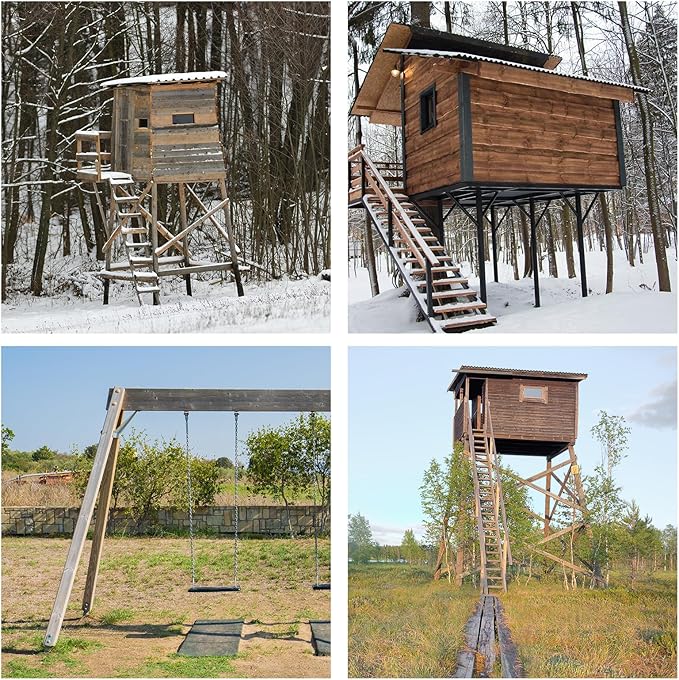 Deer Stand Brackets 4pcs,Outdoor 4"x 4" Compound Angle Bracket,Multi-Use Elevator Brackets for Outdoor Platforms,Deer Hunting Stands,Shooting Shacks and Tree Houses