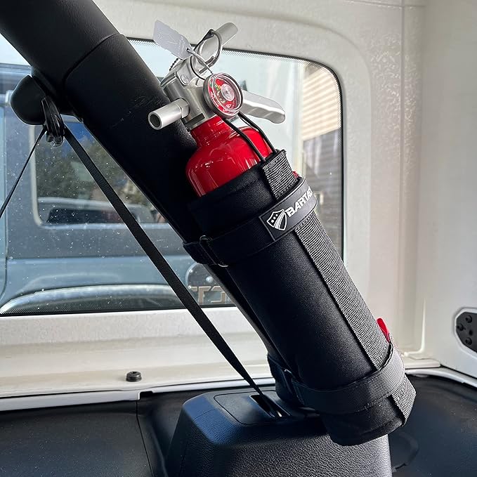 Bartact - 2.5 lb Roll Bar Fire Extinguisher Mount for Vehicle Holder, Adjustable Fire Extinguisher Holder Mount, US Made Universal Vehicle Fire Extinguisher Holder Fits All Roll Bars (Black)