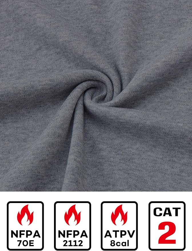 FR Shirts for Men Lightweight Fire Resistant Shirts 5.5oz for Men Long Sleeve NFPA2112/CAT2