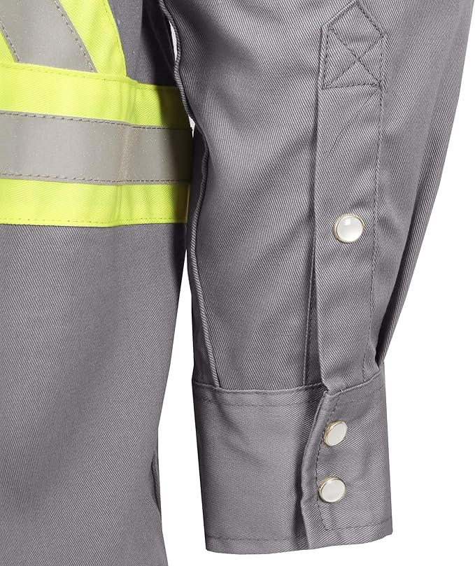 BOCOMAL FR Shirts for Men Hi Vis High Visibility 6.5oz Lightweight Type O Flame Resistant Refective Safety Shirt