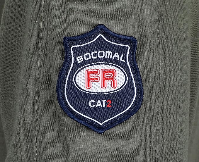 BOCOMAL FR Shirts for Men Crew Neck Long Sleeve 5.5oz Light Weight Flame Resistant/Fire Retardant Clothing Shirt