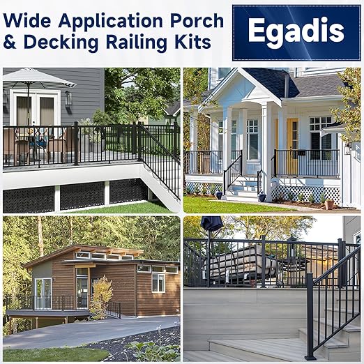 Egadis 2.56 in. x 2.56 in. x 42 in. Porch and Deck Railing Post with Screws, Aluminum Railing Post, Textured Outdoor AAMA 2604 Powder-Coat Finish Stair Post for Decks, Porches & Balconies (1 Post)