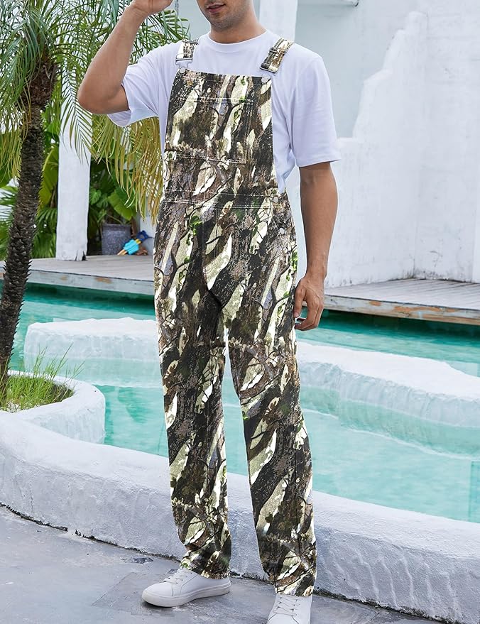 Camo Bibs Overalls for Men Adjustable Straps Work Utility Coveralls Camouflage Jumpsuit