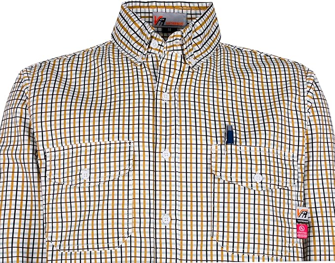 VATRENUS FR Shirts for Men 6.5oz Button Down Flame Resistant 100% Cotton Men's Pre-Washed Fire Retardant Work Shirt