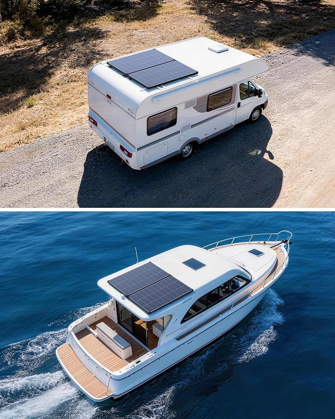 220W N-Type 16BB Solar Panel Kit(2 * 110W) with 30A PWM Charge Controller,25% High Efficiency Mono Offgrid Power System for 12V/24V Battery,11AWG Cables Y-connectors for RV Boat Camper Cabin