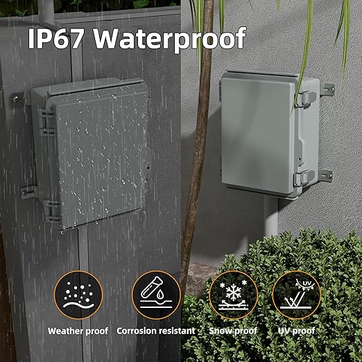Joinfworld Outdoor Electrical Box Waterproof Junction Box Plastic Outdoor Weatherproof Electrical Enclosure Box Outside 8.7x6.7x4.3