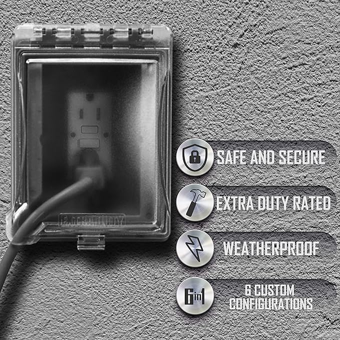 TayMac MR420CG 1-Gang Recessed Enclosure Extra Duty, 6-in-1 Nonmetallic Weatherproof in-Use Cover, Horizontal/Vertical, Gray (Pack of 4)
