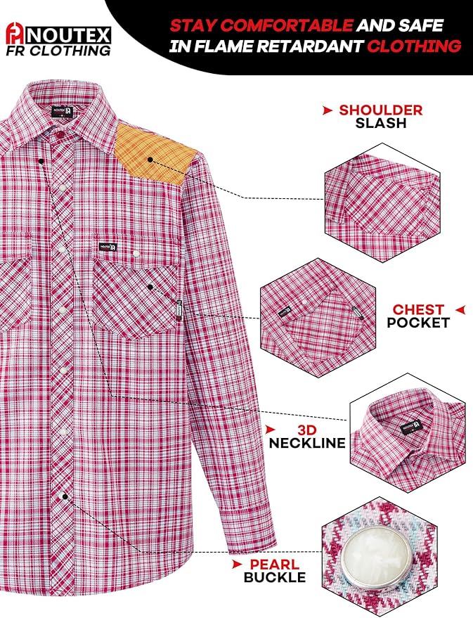 FR Ripstop & Waterproof Welding Shirts for Men 6.5oz Long Sleeve Button Down Fire Retardant 100% Cotton shirts CAT2