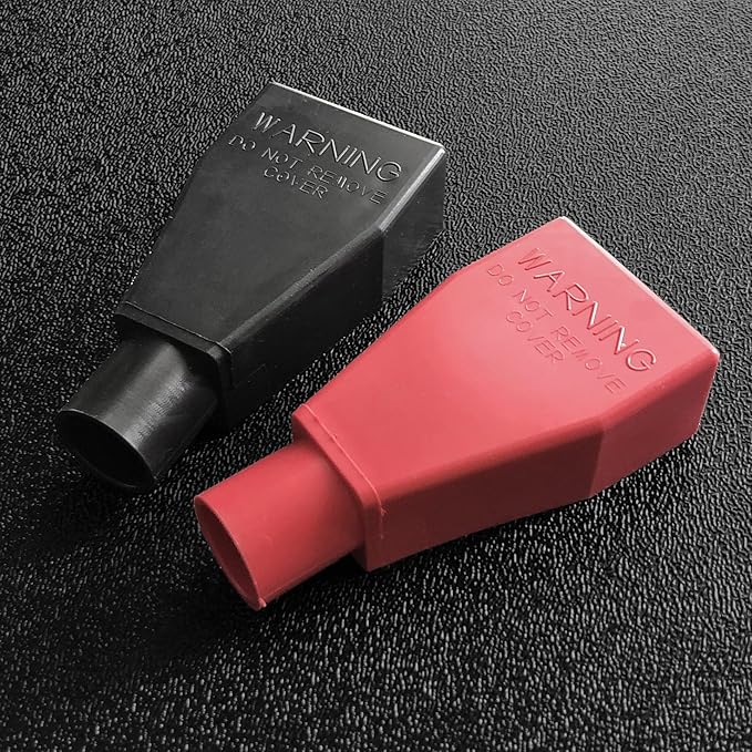 MGI SpeedWare Top Post Battery Terminal Insulator Covers, Red + Black Pair (2/0 AWG)