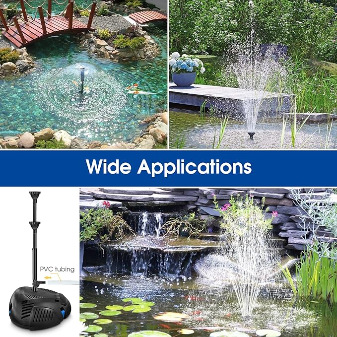 Antfraer 70W Solar Pond Filter with Water Pump, Solar Pond Filter with Water Shortage Protection, Pond Pump with 17FT +10FT Cord For Fish Pond Garden Waterfall Clean & Clear